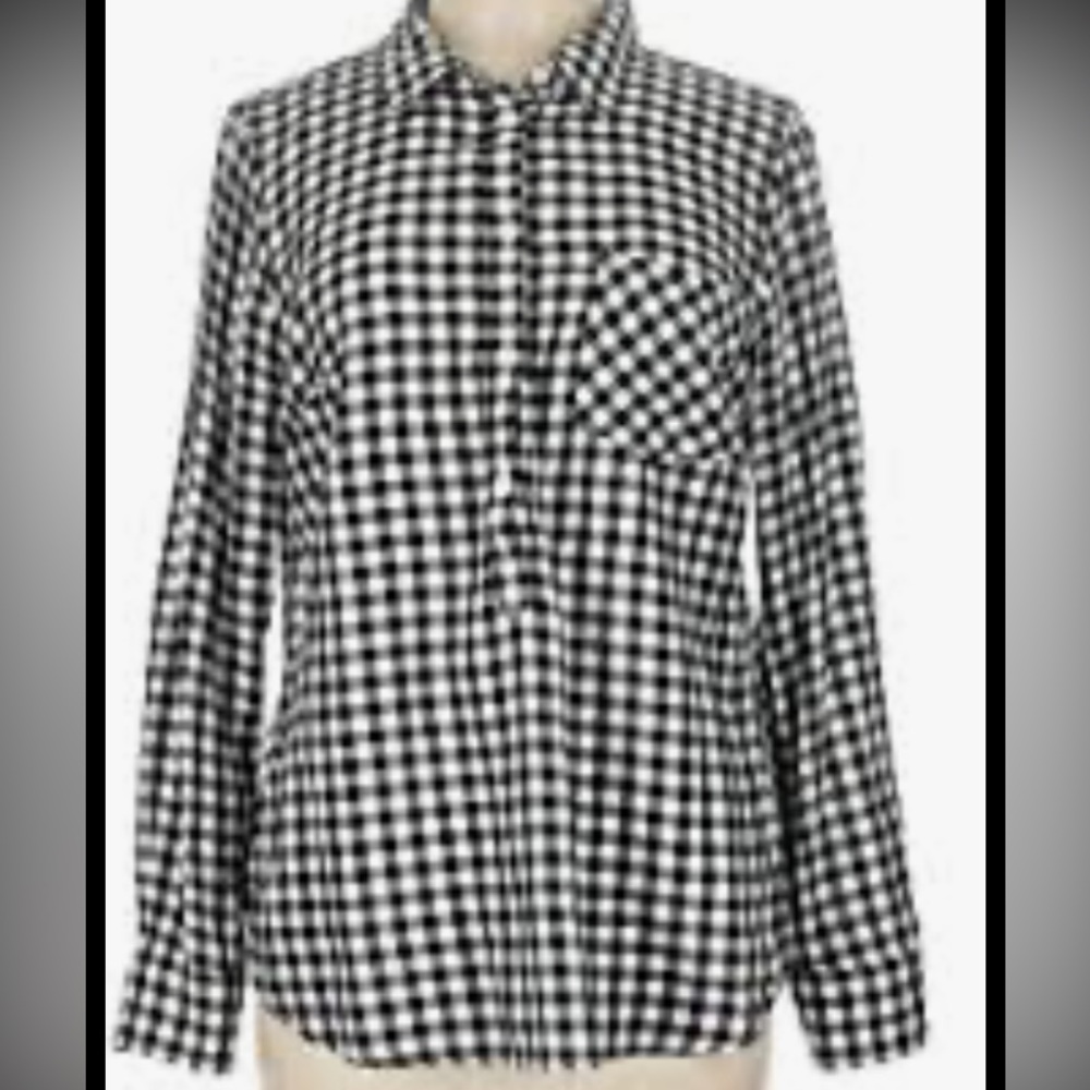 Black and White Checkered Button-Up Shirt